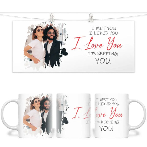 Personalised Couples Photo Mug - I Met You I Liked You I Love You - Romantic Custom Gift - 11oz Ceramic Mug - NZ Made