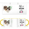 Personalised Cat Lovers Mug - Life is Better with a Cat - Custom Photo Heart Frame - Pet Photo Gift - 11oz Ceramic - NZ Made