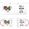 Personalised Cat Lovers Mug - Life is Better with a Cat - Custom Photo Heart Frame - Pet Photo Gift - 11oz Ceramic - NZ Made