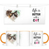 Personalised Cat Lovers Mug - Life is Better with a Cat - Custom Photo Heart Frame - Pet Photo Gift - 11oz Ceramic - NZ Made