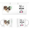 Personalised Cat Lovers Mug - Life is Better with a Cat - Custom Photo Heart Frame - Pet Photo Gift - 11oz Ceramic - NZ Made