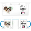 Personalised Cat Lovers Mug - Life is Better with a Cat - Custom Photo Heart Frame - Pet Photo Gift - 11oz Ceramic - NZ Made