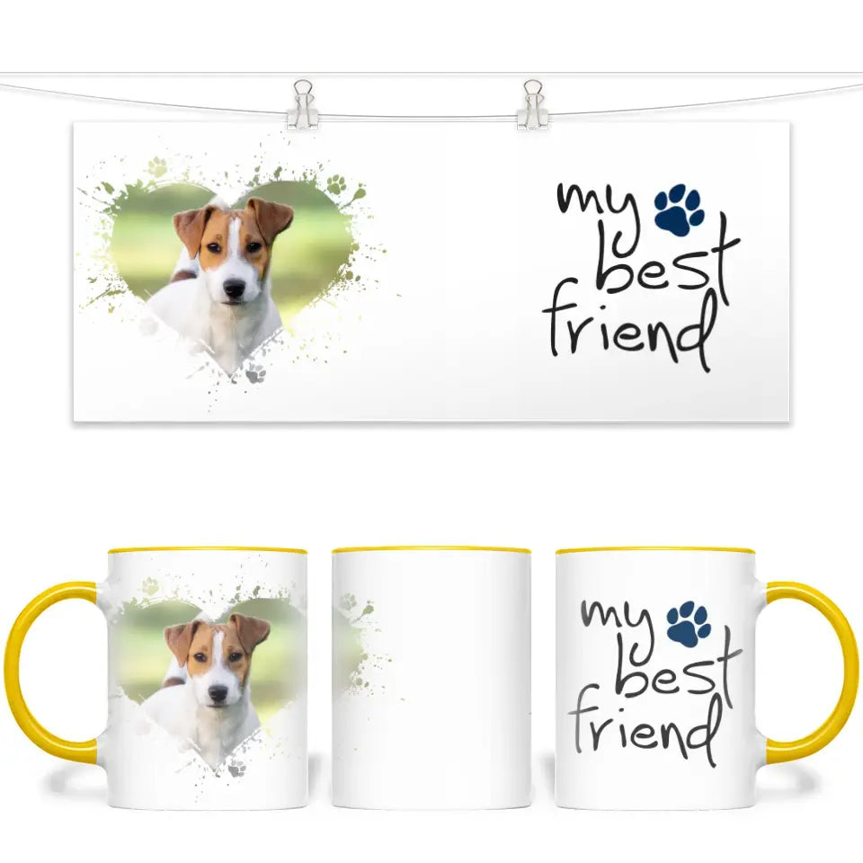 Personalised Dog Lovers Mug - Heart Frame Photo & My Best Friend Quote - Custom Pet Gift - 11oz Ceramic - NZ Made