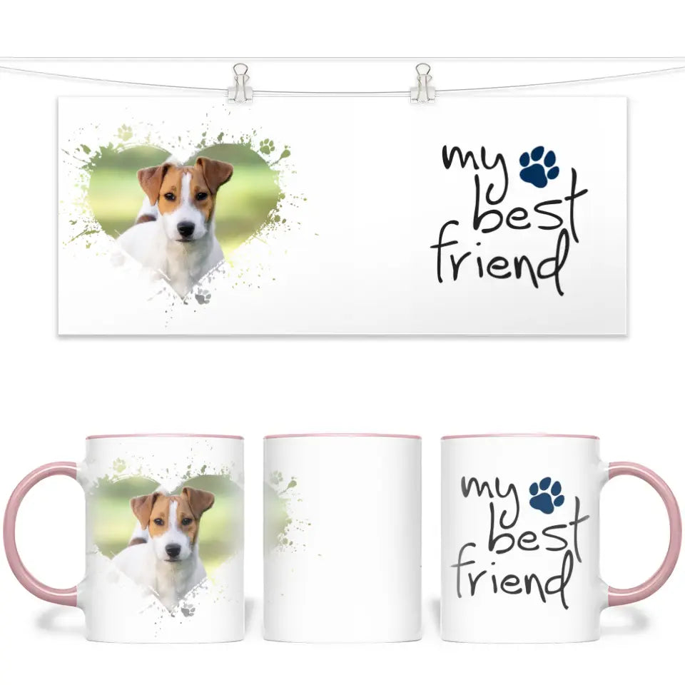 Personalised Dog Lovers Mug - Heart Frame Photo & My Best Friend Quote - Custom Pet Gift - 11oz Ceramic - NZ Made