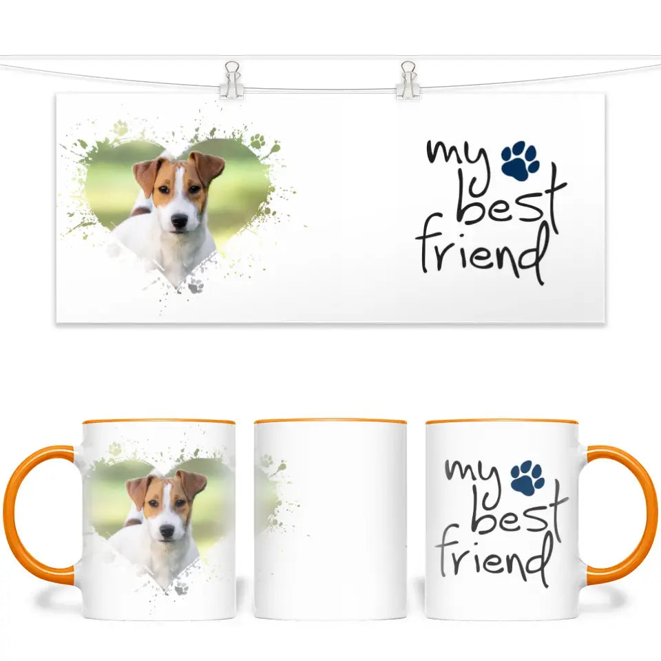 Personalised Dog Lovers Mug - Heart Frame Photo & My Best Friend Quote - Custom Pet Gift - 11oz Ceramic - NZ Made