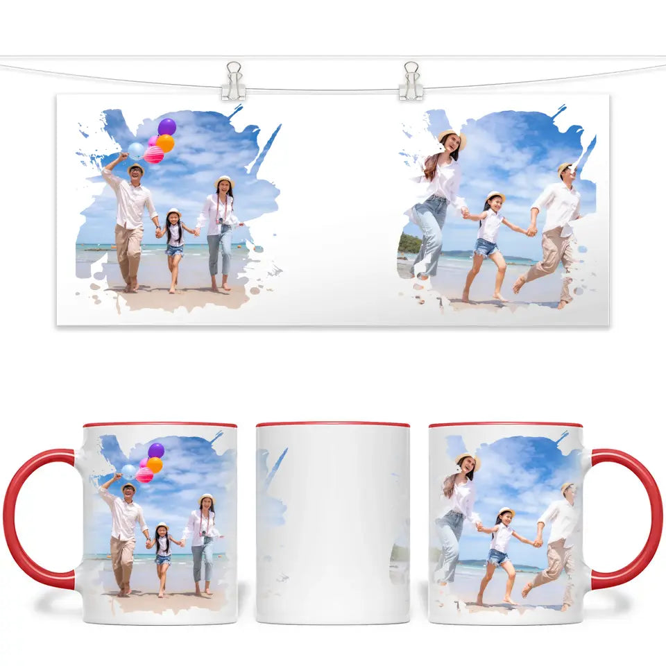 2 Photo Splash Frame Personalised Mug - Custom Couples Photo Gift - 11oz Ceramic - NZ Made