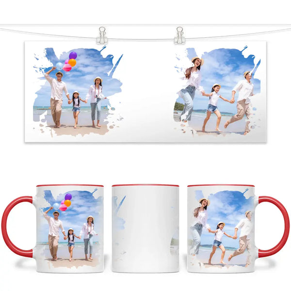 2 Photo Splash Frame Personalised Mug - Custom Couples Photo Gift - 11oz Ceramic - NZ Made
