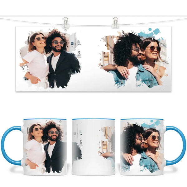 2 Photo Splash Frame Personalised Mug - Custom Photo Upload Gift - 11oz Ceramic - NZ Made