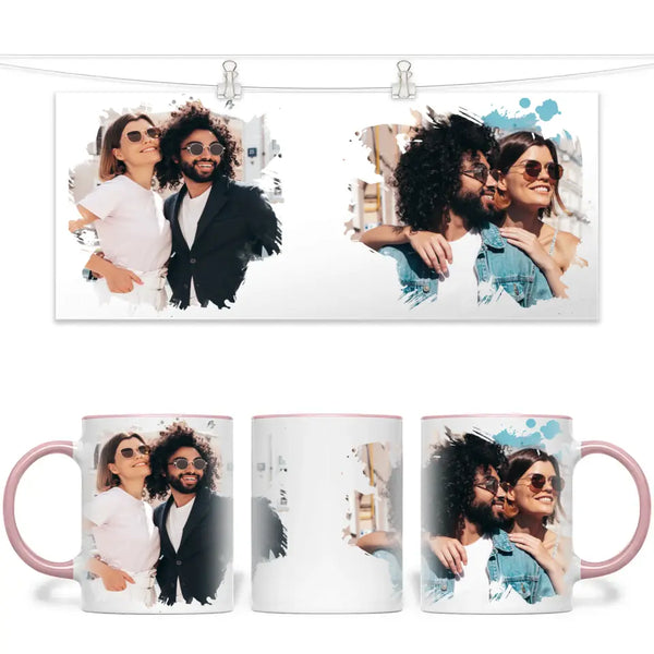 2 Photo Splash Frame Personalised Mug - Custom Photo Upload Gift - 11oz Ceramic - NZ Made