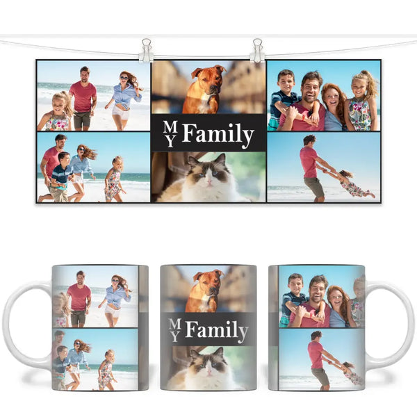 Personalised Family Photo Collage Mug - Custom Photo Gift - 11oz Ceramic - NZ Made