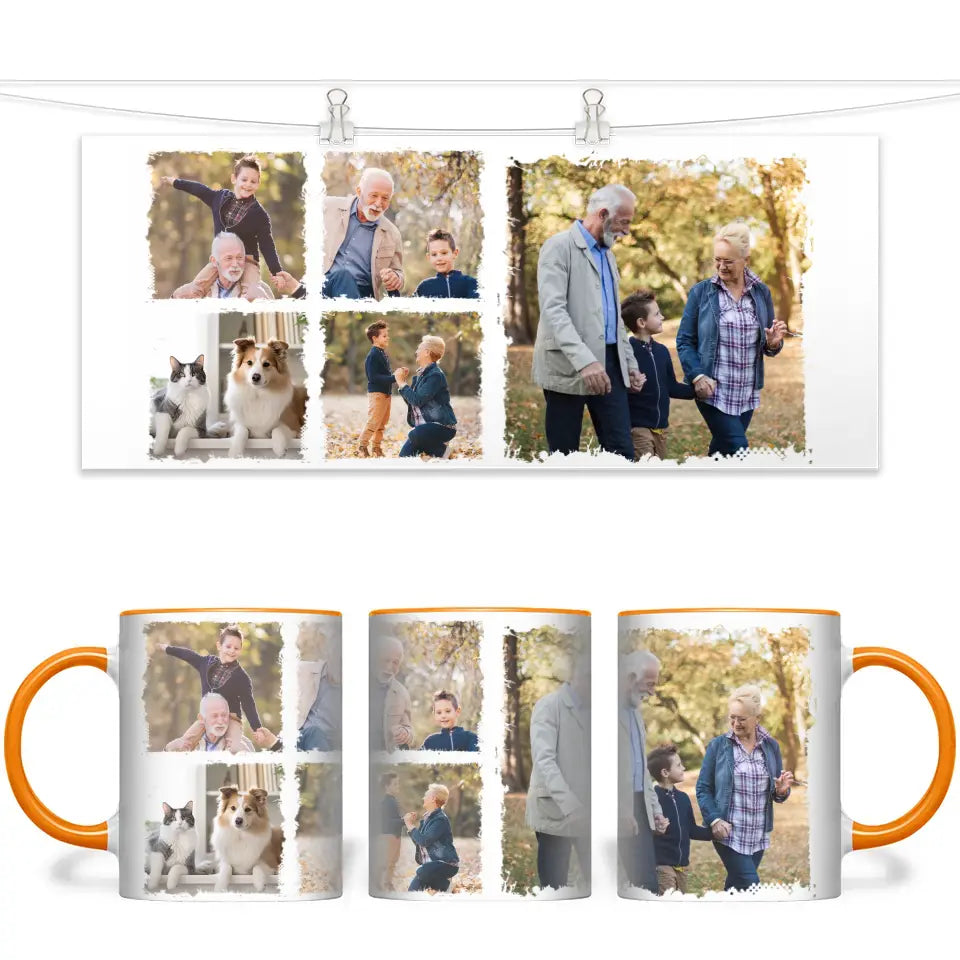 Personalised Photo Collage Mug - 4 Photo Grid & 1 Large Image - Custom Memory Mug - 11oz Ceramic - NZ Made