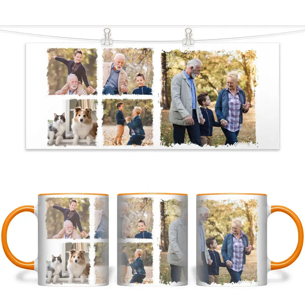 Personalised Photo Collage Mug - 4 Photo Grid & 1 Large Image - Custom Memory Mug - 11oz Ceramic - NZ Made