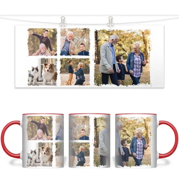 Personalised Photo Collage Mug - 4 Photo Grid & 1 Large Image - Custom Memory Mug - 11oz Ceramic - NZ Made