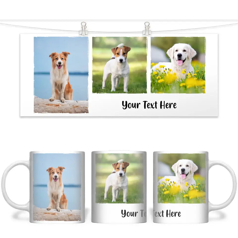 Personalised 3-Photo Collage Mug with Custom Text - Custom Gift for Family & Pet Lovers - 11oz Ceramic - NZ Made