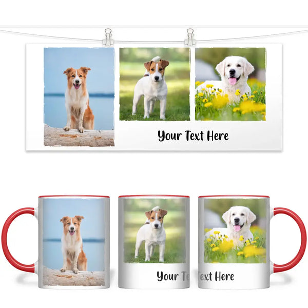 Personalised 3-Photo Collage Mug with Custom Text - Custom Gift for Family & Pet Lovers - 11oz Ceramic - NZ Made