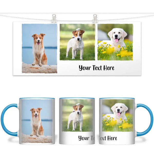 Personalised 3-Photo Collage Mug with Custom Text - Custom Gift for Family & Pet Lovers - 11oz Ceramic - NZ Made