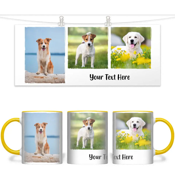 Personalised 3-Photo Collage Mug with Custom Text - Custom Gift for Family & Pet Lovers - 11oz Ceramic - NZ Made