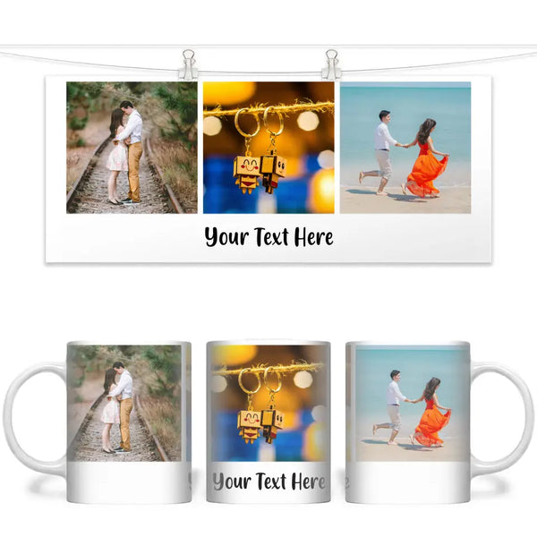 Personalised 3-Photo Collage Mug with Custom Text - Custom Gift for Family & Pet Lovers - 11oz Ceramic - NZ Made