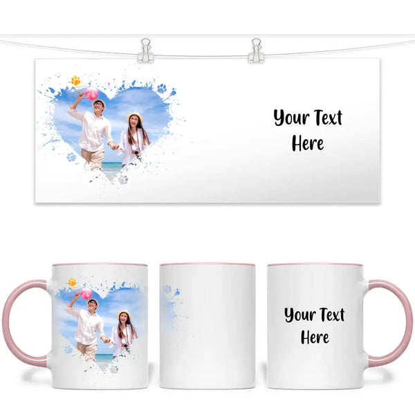 Personalised Photo Heart Frame Mug with Custom Text - 11oz Custom Gift - NZ Made - Anniversary, Birthday, Family Keepsake