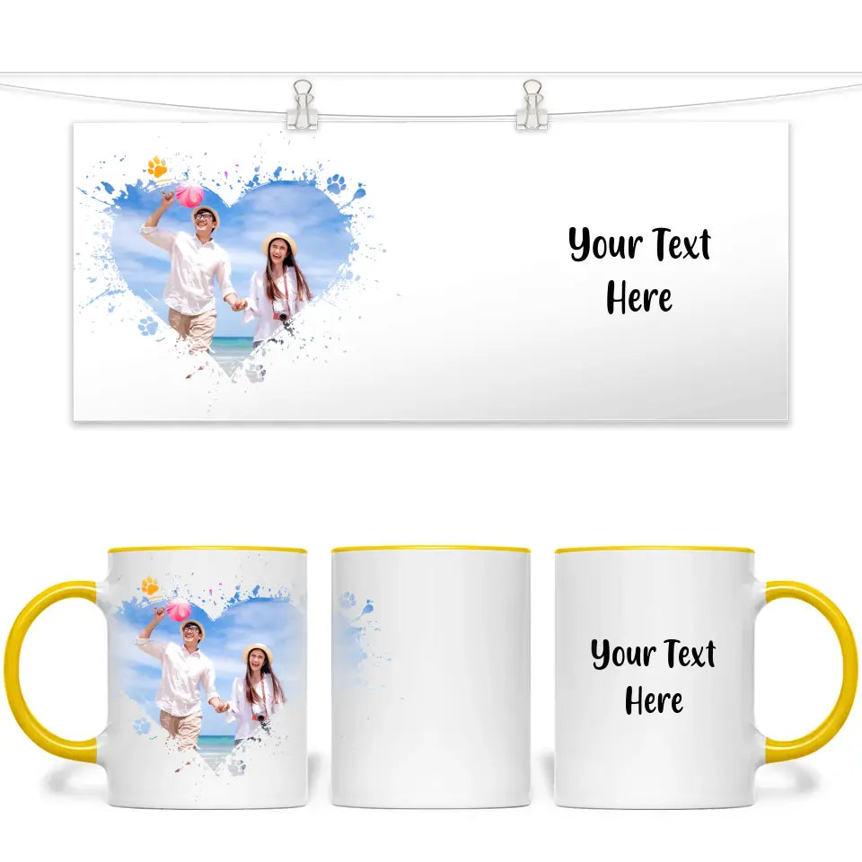 Personalised Photo Heart Frame Mug with Custom Text - 11oz Custom Gift - NZ Made - Anniversary, Birthday, Family Keepsake