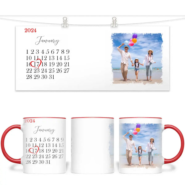 Personalised Special Date Mug - Custom Calendar & Photo Cup - Anniversary, Wedding, or Birthday Gift - 11oz Ceramic - NZ Made