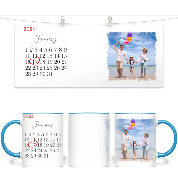 Personalised Special Date Mug - Custom Calendar & Photo Cup - Anniversary, Wedding, or Birthday Gift - 11oz Ceramic - NZ Made