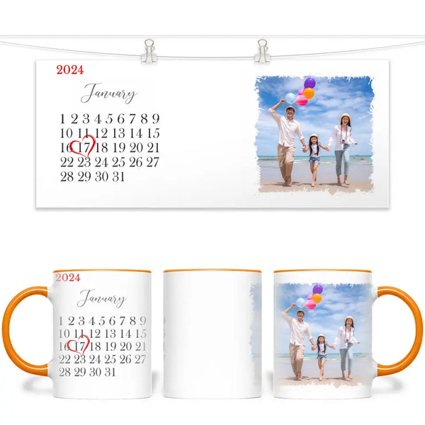 Personalised Special Date Mug - Custom Calendar & Photo Cup - Anniversary, Wedding, or Birthday Gift - 11oz Ceramic - NZ Made