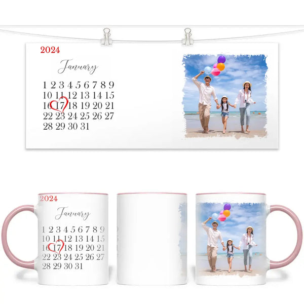Personalised Special Date Mug - Custom Calendar & Photo Cup - Anniversary, Wedding, or Birthday Gift - 11oz Ceramic - NZ Made