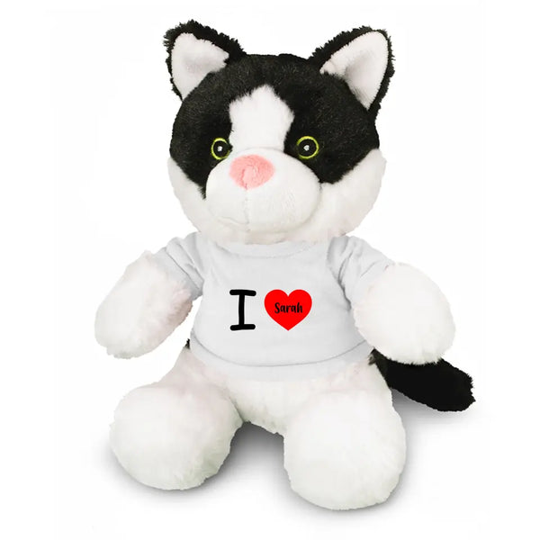 Personalised Cat Plush Toy With I Love You Message And Custom Name