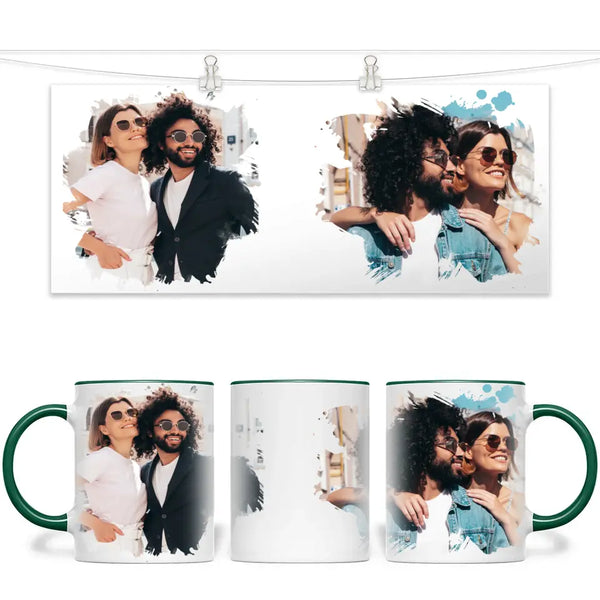 2 Photo Splash Frame Personalised Mug - Custom Photo Upload Gift - 11oz Ceramic - NZ Made