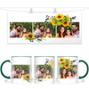 Personalised Floral 3 Photo Collage Mug - Custom Family Keepsake - Sunflower Design - NZ Made
