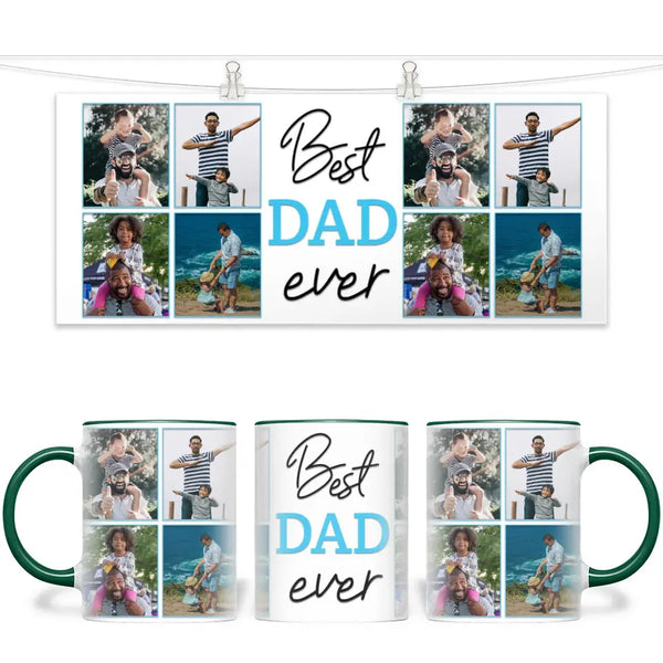 Personalised Best Dad Ever Photo Collage Mug - Custom Father’s Day Gift - 6 Photo Upload - NZ Made