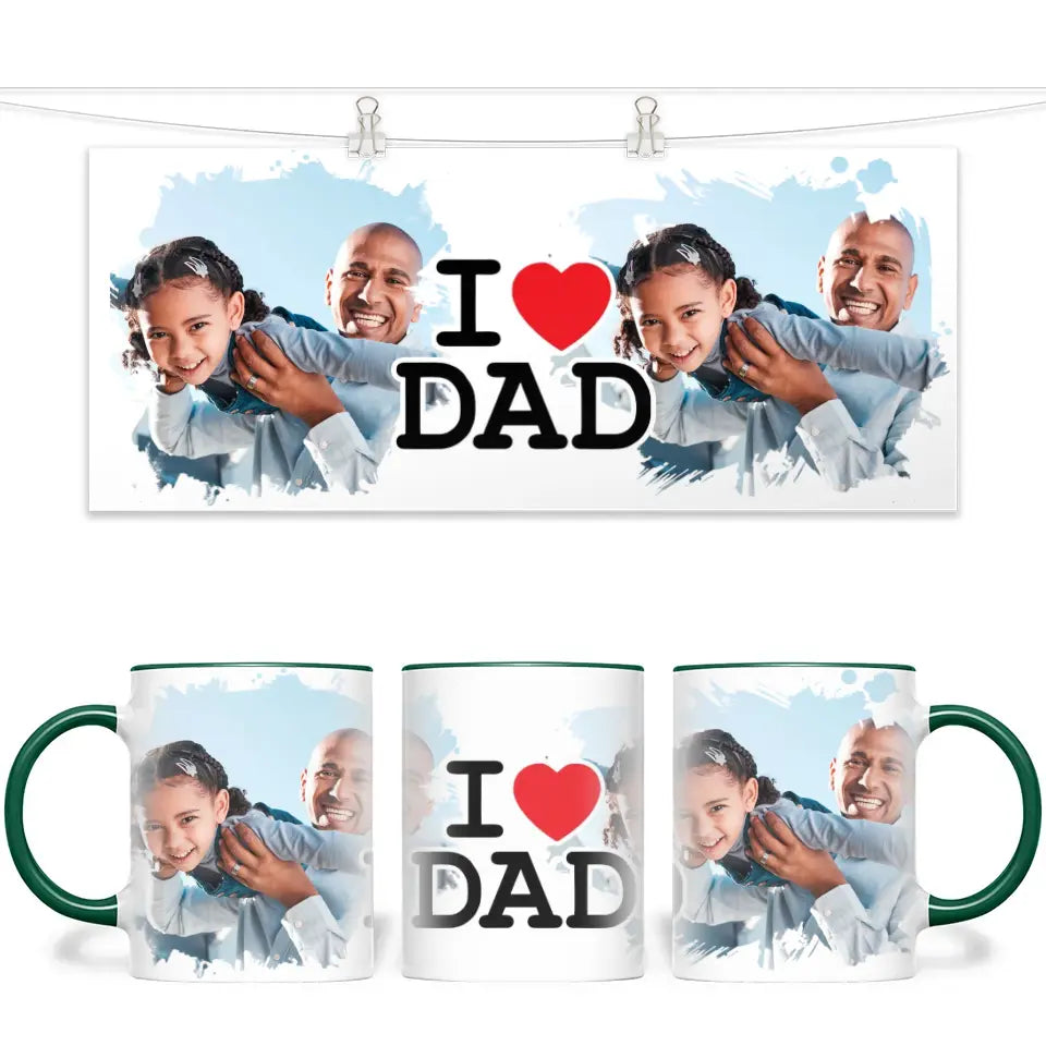 Personalised I Love Dad Photo Mug - Custom Photo Gift for Dad - Father’s Day, Birthday, Christmas - 11oz Ceramic - NZ Made