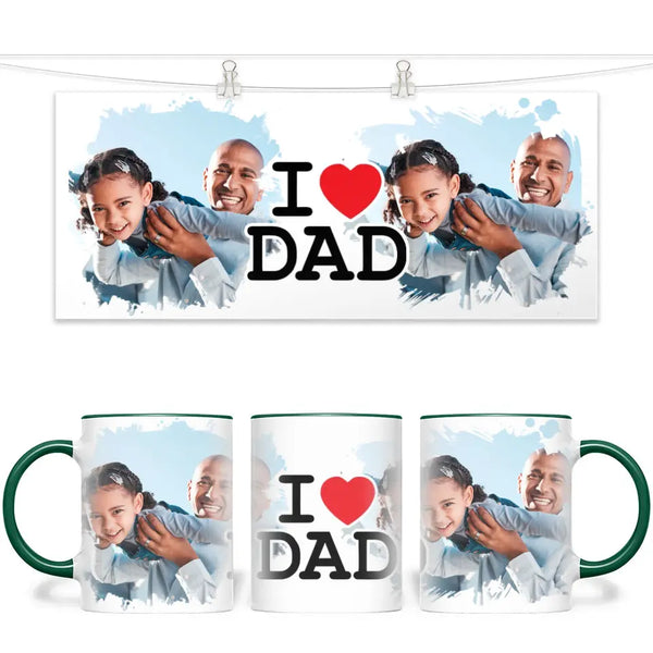 Personalised I Love Dad Photo Mug - Custom Photo Gift for Dad - Father’s Day, Birthday, Christmas - 11oz Ceramic - NZ Made