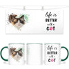 Personalised Cat Lovers Mug - Life is Better with a Cat - Custom Photo Heart Frame - Pet Photo Gift - 11oz Ceramic - NZ Made