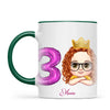 Personalised with Name & Custom Cartoon Face Birthday Mug – Kids Birthday Gift Cup with Balloon Age & Custom Character – Available in 11oz, 6oz & Enamel Options