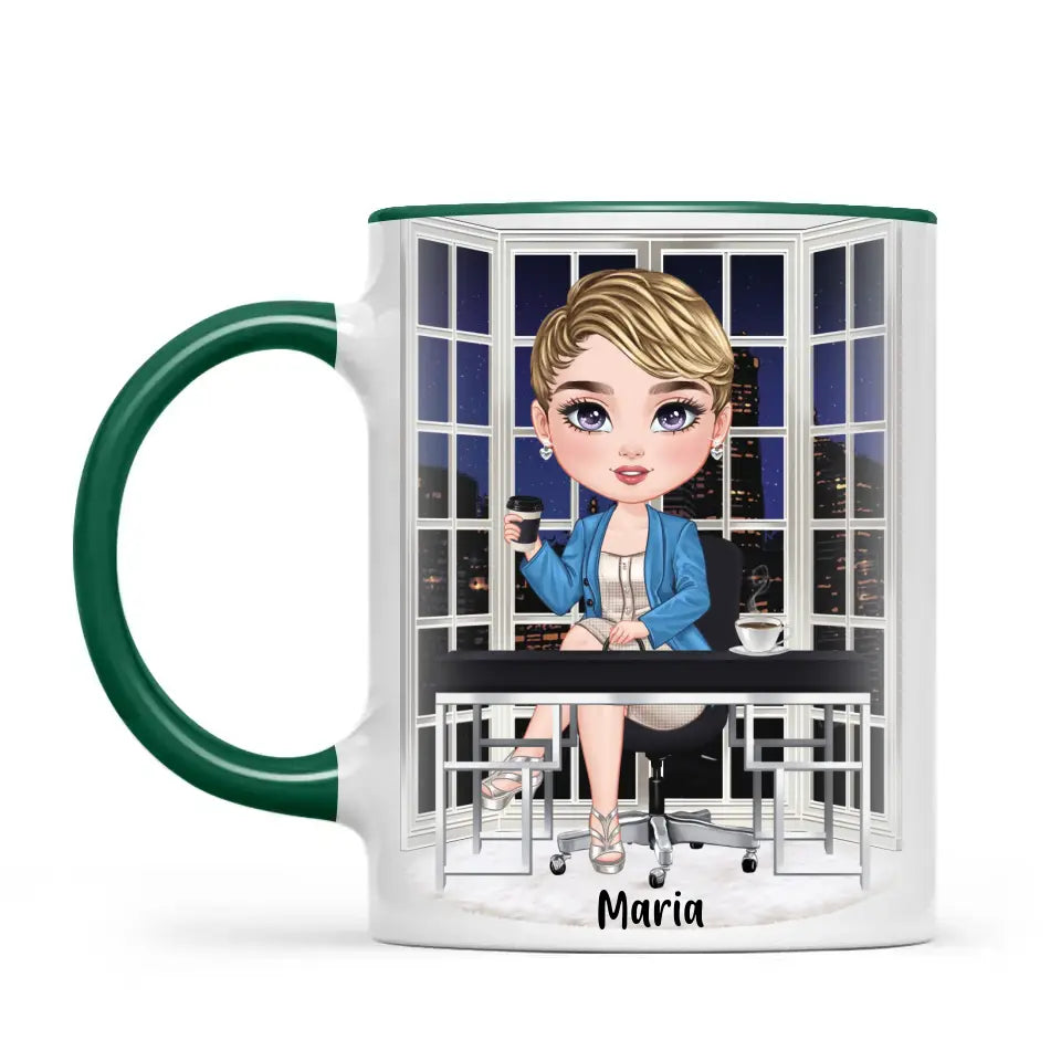 Personalised Business Woman Mug – Customisable Hair, Outfit & Name