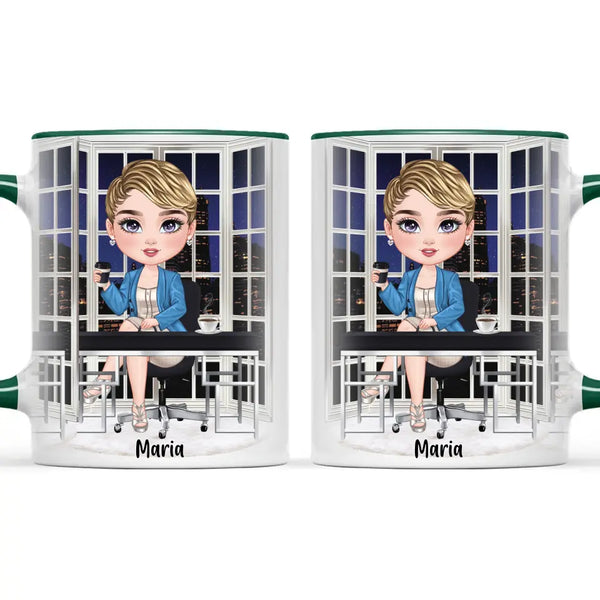 Personalised Business Woman Mug – Customisable Hair, Outfit & Name