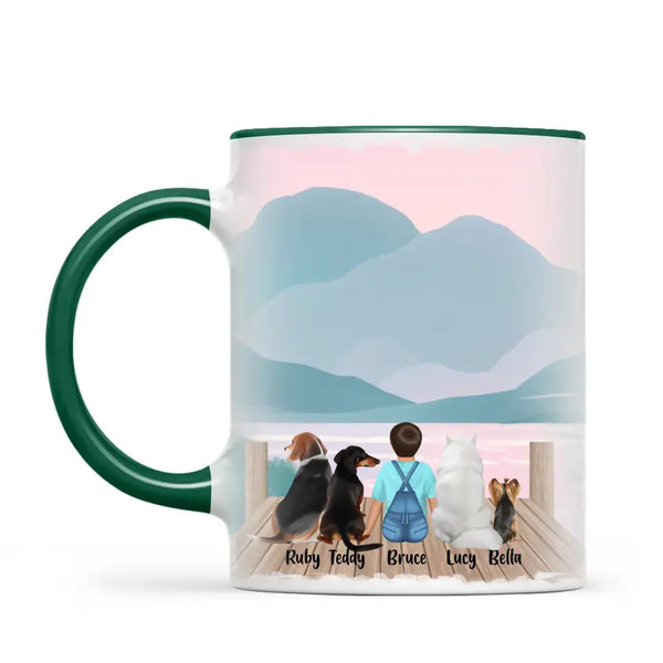 Personalised Kids Pet Mug - Custom Name & Design - Child with Cats & Dogs - Fully Customisable - 11oz Ceramic Mug - NZ Made