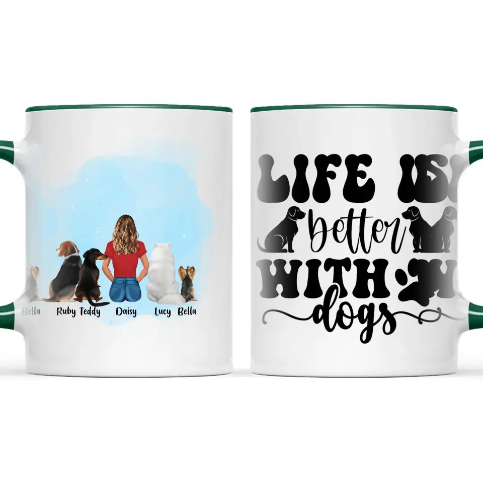 Personalised Pet Lover Mug - Custom Name & Design - Woman with Cats & Dogs - Fully Customisable - 11oz Ceramic Mug - NZ Made
