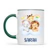 Personalised Safari Animals Mug - Custom Name Kids Cup - Cute Jungle Friends Theme - Ceramic or Enamel - 11oz, 6oz, or Camping Mug - NZ Made