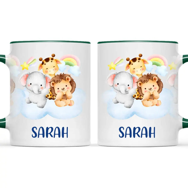 Personalised Safari Animals Mug - Custom Name Kids Cup - Cute Jungle Friends Theme - Ceramic or Enamel - 11oz, 6oz, or Camping Mug - NZ Made