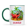 Personalised T-Rex Dinosaur Mug - Custom Name Kids Cup - Prehistoric Jungle Theme - Ceramic or Enamel - 11oz, 6oz, or Camping Mug - NZ Made