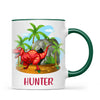 Personalised T-Rex Dinosaur Mug - Custom Name Kids Cup - Prehistoric Jungle Theme - Ceramic or Enamel - 11oz, 6oz, or Camping Mug - NZ Made