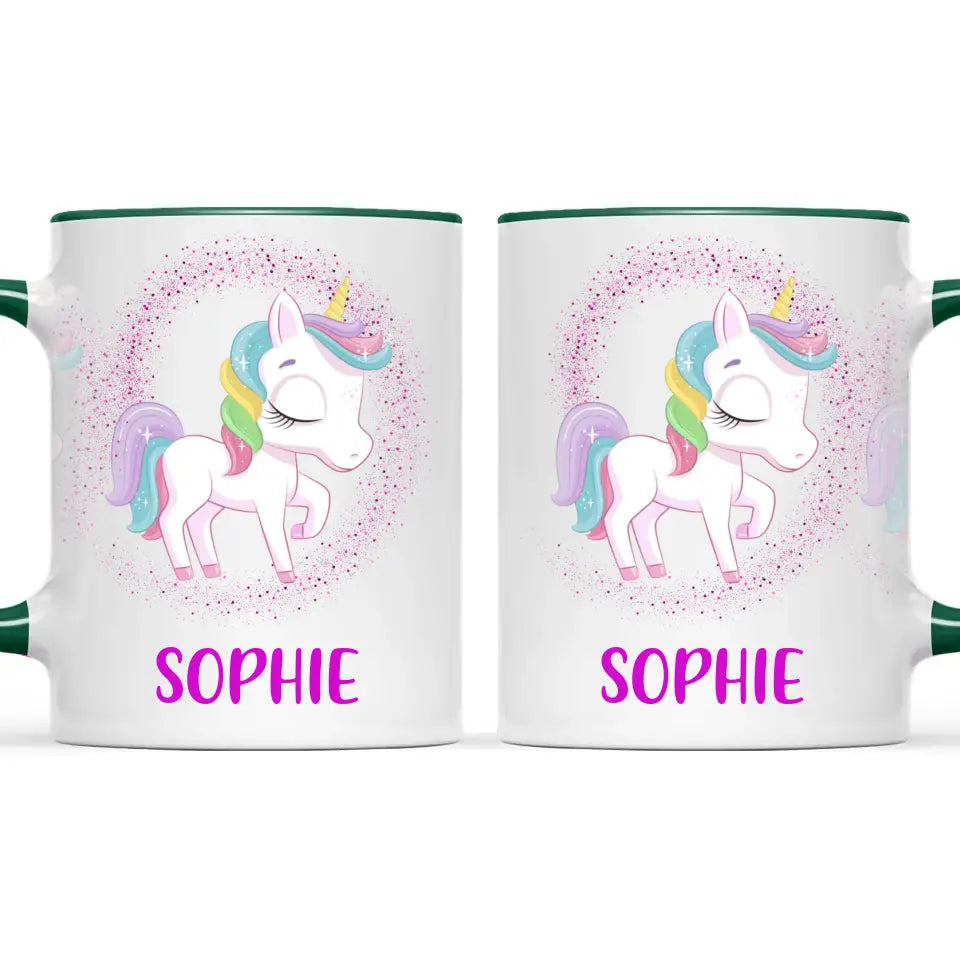 Personalised Unicorn Mug - Custom Name Kids Cup - Magical Rainbow Unicorn Theme - Ceramic or Enamel - 11oz, 6oz, or Camping Mug - NZ Made