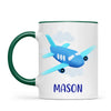 Personalised Aeroplane Mug - Custom Name Kids Cup - Blue Airplane Theme - Ceramic or Enamel - 11oz, 6oz, or Camping Mug - NZ Made