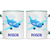 Personalised Aeroplane Mug - Custom Name Kids Cup - Blue Airplane Theme - Ceramic or Enamel - 11oz, 6oz, or Camping Mug - NZ Made