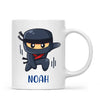 Personalised Ninja Mug - Custom Name Kids Cup - Stealth Warrior Theme - Ceramic or Enamel - 11oz, 6oz, or Camping Mug - NZ Made