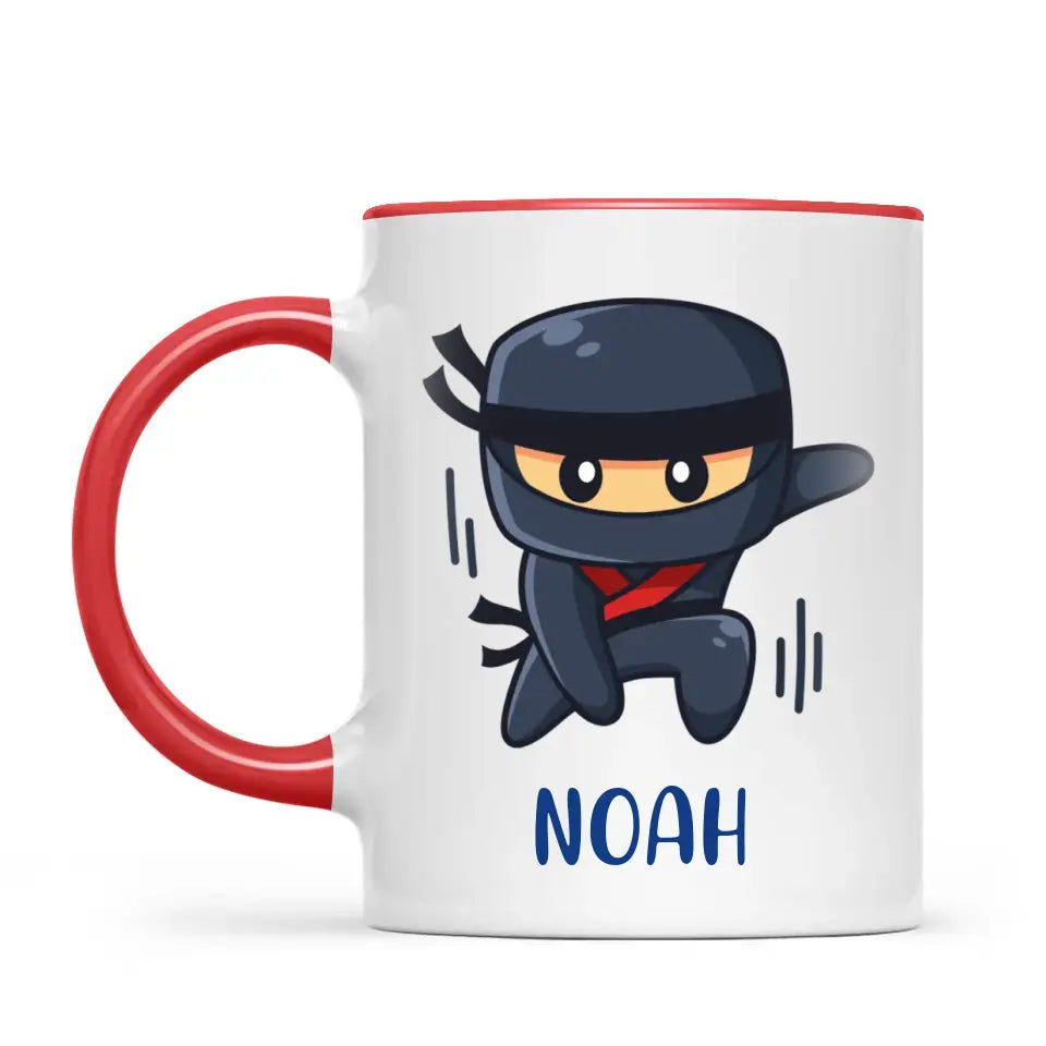 Personalised Ninja Mug - Custom Name Kids Cup - Stealth Warrior Theme - Ceramic or Enamel - 11oz, 6oz, or Camping Mug - NZ Made