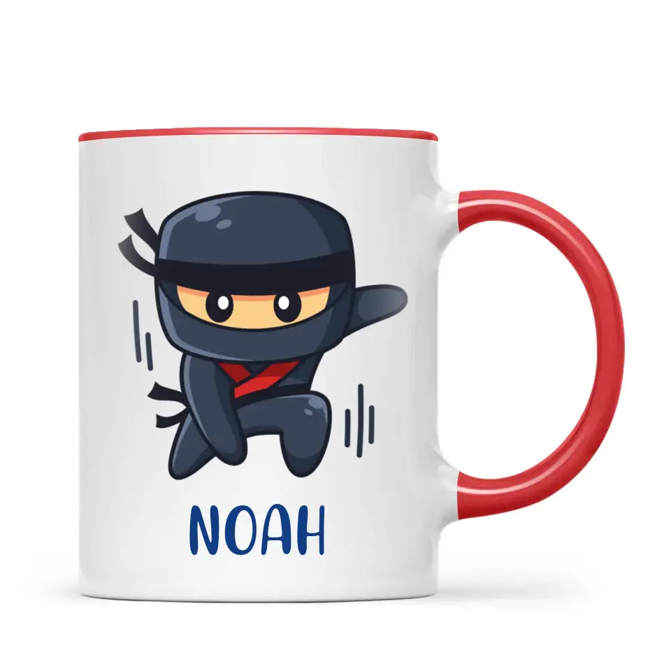 Personalised Ninja Mug - Custom Name Kids Cup - Stealth Warrior Theme - Ceramic or Enamel - 11oz, 6oz, or Camping Mug - NZ Made